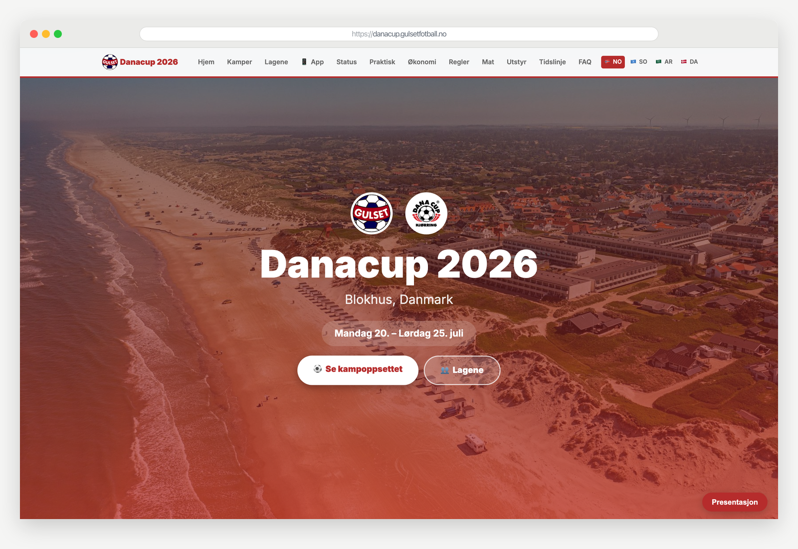 Dana Cup 2026 — på laptop og mobil