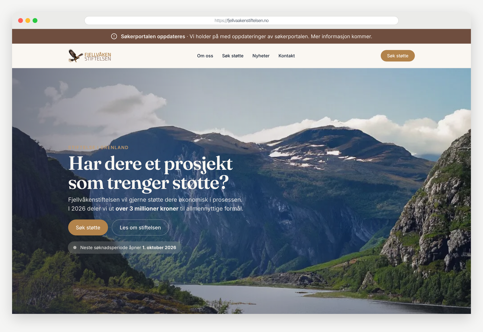 Fjellvåkenstiftelsen — på laptop og mobil