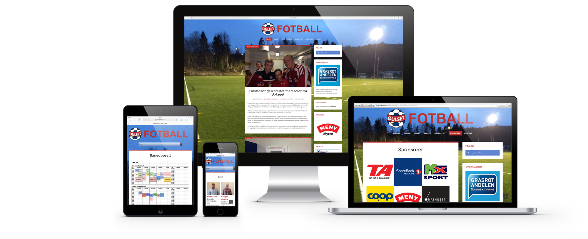 Gulset Fotball — på laptop og mobil